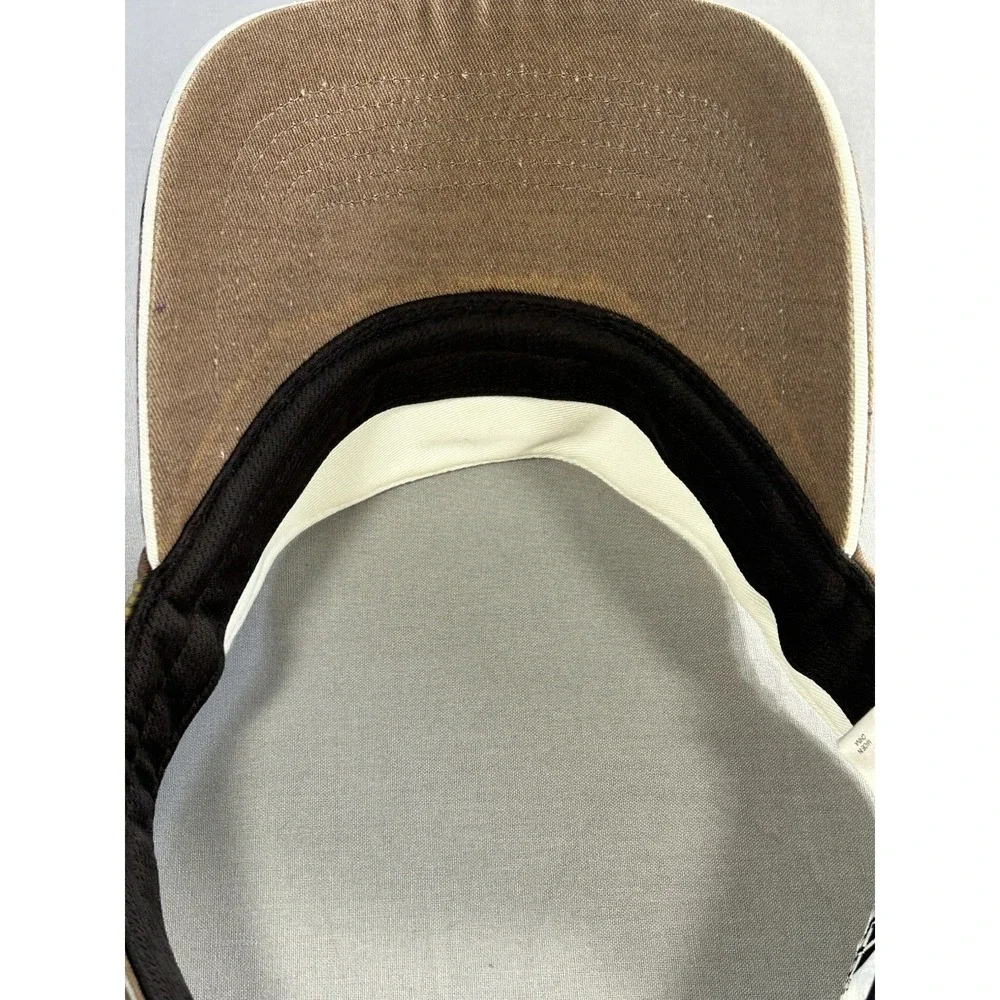 Adidas‎ Climalite Visor beige with brown plaid adjustable hook and loop